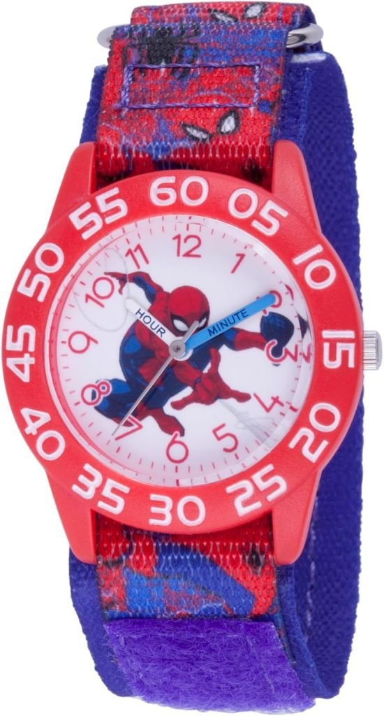 MARVEL Spider-Man Kids' Plastic Time Teacher Analog Quartz Nylon Strap Watch