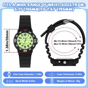 SOCICO Kids Analog Watch with Light for Boys Girls Waterproof Time Teaching Watch with Soft Band Learning Time Wrist Watch Easy to Read for Children Great Gifts - Image 5