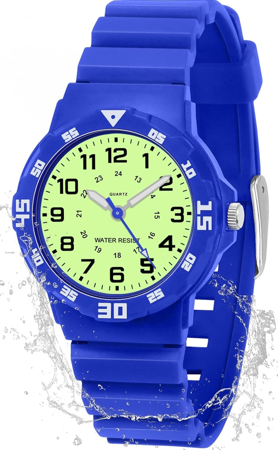 Waterproof Watch for Women 24 Hour Time Dial