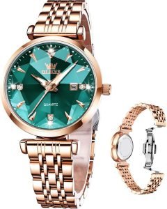 Watches Simple Rose Gold Stainless Steel Watch Waterproof Quartz Date