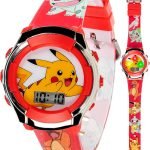 Accutime Kids Pokemon Pikachu Digital LCD Quartz Red Wrist Watch with Red Strap, Cool Inexpensive Gift & Party Favor for Boys, Girls, Adults All Ages (Model: POK4238AZ)