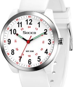 Nurse Watch for Women, Students, Men – Featuring Military Time, Luminous Easy-Read Dial, 12/24 Hour Display, Second Hand and 50M Water Resistance with Silicone Band