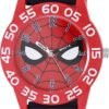Marvel Spider-Man Kids’ Plastic Time Teacher Analog Quartz 3D Strap Watch, Red/Navy/Multi Navy